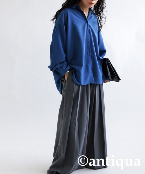 antiqua ブラウス シャツ シボ感シャツ レディース : ZOZOTOWN