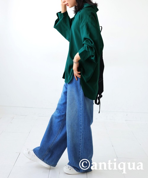 ブラウス シャツ HOODED GATHER SHIRTS レディース antiqua ブラウス シャツ シボ感シャツ レディース : ZOZOTOWN