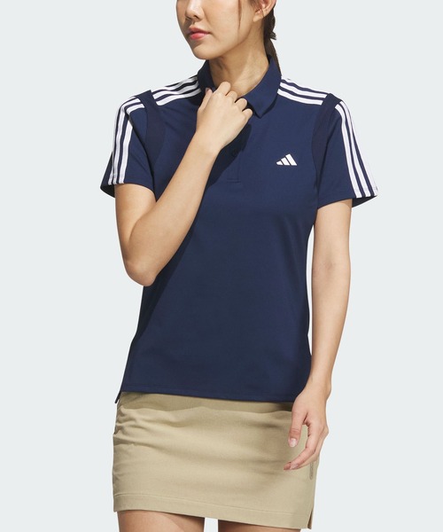 adidas ポロシャツ ポロ スリーストライプス 半袖モックネック