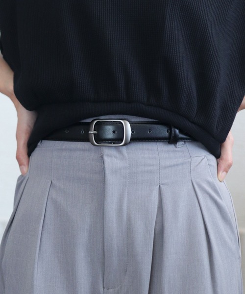BVLGARI シルバー金具スクエアデカバックル レザーベル黒 BVLGARI シルバー金具スクエアデカバックル レザーベル黒