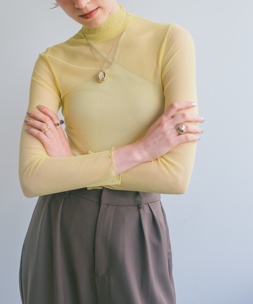 トップス High Neck Vivid Mesh Top/ハイネックビビッドメッシュトップ 
