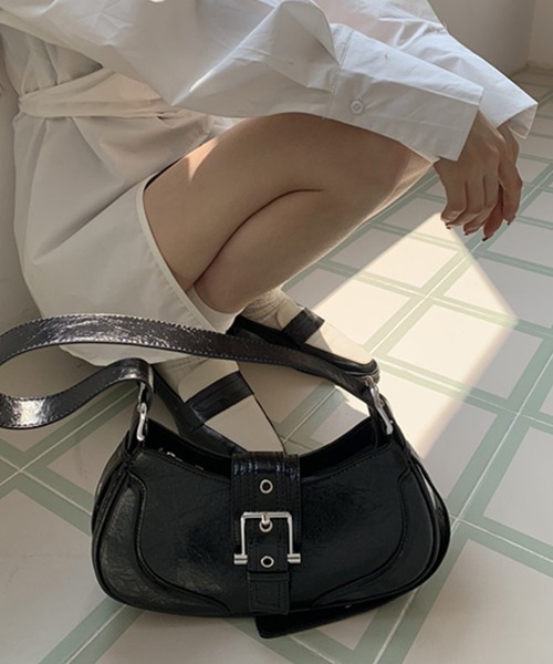 LYEON ショルダーバッグ バッグ ロングベルトバックルショルダーバッグ 