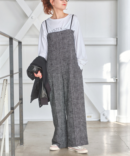 美品✨23AW spick&span ツイードサロペット オールインワン　38 Spick＆Span サロペット オーバーオール ツイードサロペット