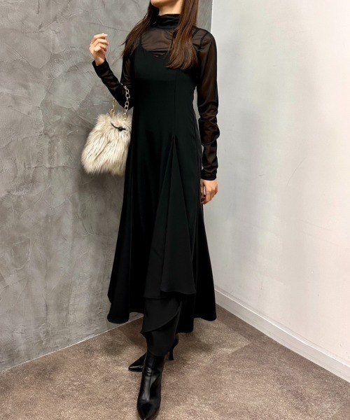 anuans」 キャミソールワンピース FREE ブラック レディース  