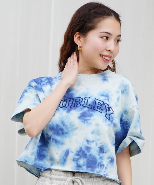 tシャツ Tシャツ レディース Hurley/ハーレー Tシャツ 半袖 ショート丈 クロップ丈 アーチロゴ プリント ヘビーウェイト WSS24210｜zozo