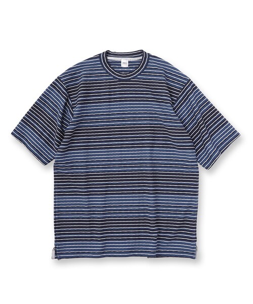 ヘリンボンボーダーカットソー TAKEO KIKUCHI tシャツ ヘリンボンボーダー 半袖カットソー