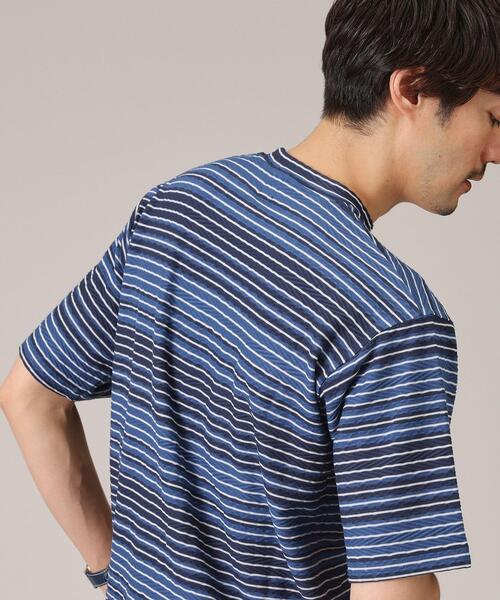 TAKEO KIKUCHI tシャツ ヘリンボンボーダー 半袖カットソー