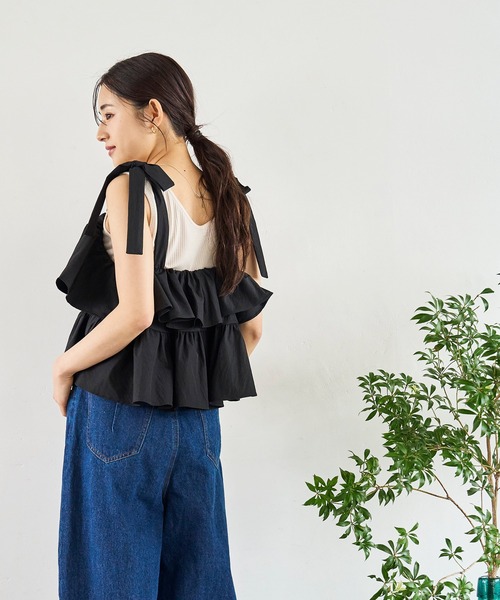 mil（ミル） タンクトップ ノースリーブ 「前後2way」シンプルリブ