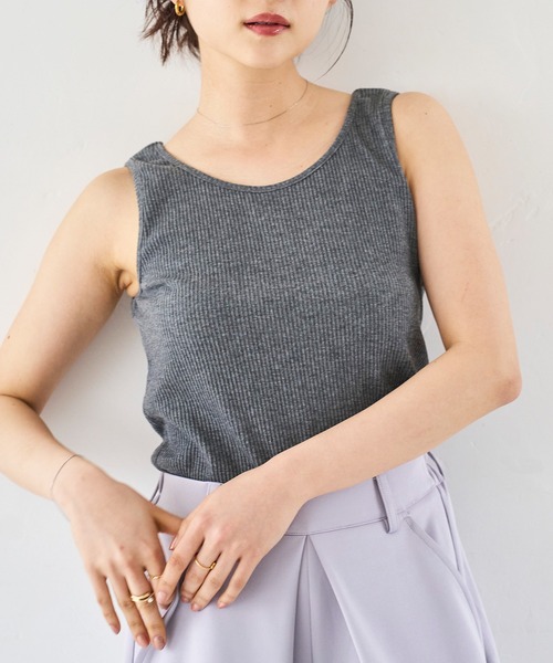mil（ミル） タンクトップ ノースリーブ 「前後2way」シンプルリブ