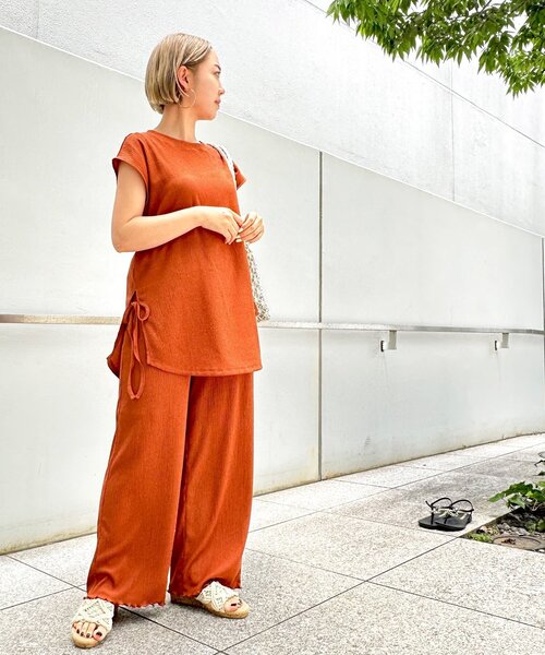 Cutie Blonde tシャツ 「セットアップ可」サイドリボン＆スリット 大人