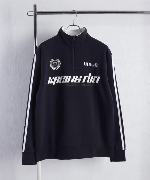トレーナー スウェット 76 ユニフォームデザイン 裏起毛 ハーフジップ