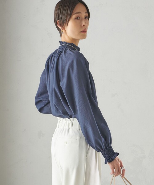 SHIPS（シップス） ブラウス シャツ 「洗濯機可能」シャーリング