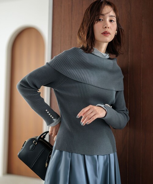 ニット セーター ELENAオフショル風 ニットプルオーバー レディース