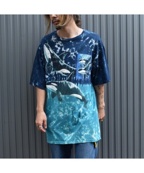 VINTAGE tシャツ 「ヴィンテージ古着」Y2K シャチ タイダイ アニマル