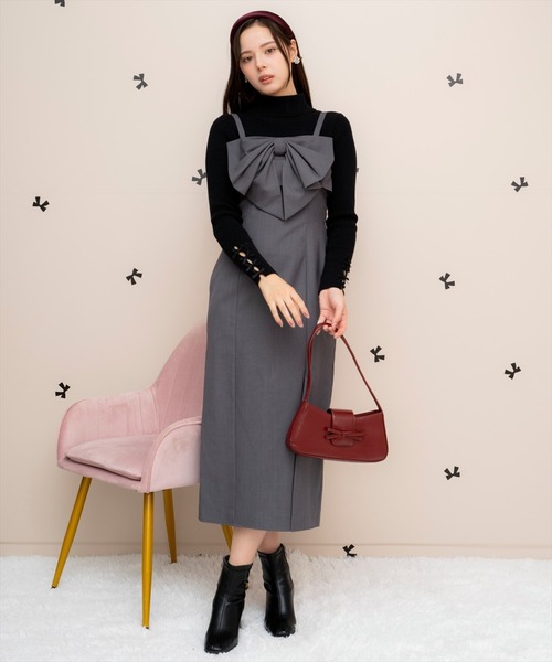 WILLSELECTION ワンピース ドレープリボンIラインワンピース WILLSELECTION ワンピース ドレープリボンIラインワンピース