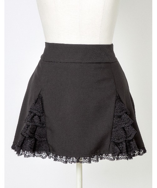 AVENCHUMU スカート Body piercing ribbon lace tiered skirt