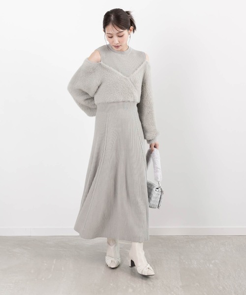 RANDA（ランダ） ワンピース フェザードッキングニットワンピース