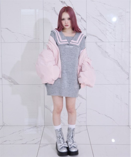 Fickle Bebe / フィクルベベ　ＦＢセーラーカラーニット　ワンピース Fickle Bebe / フィクルベベFBセーラーカラーニットワンピース