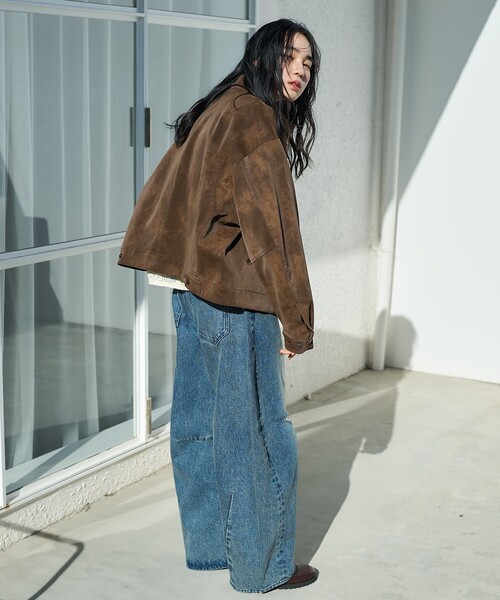 FREAK'S STORE ブルゾン アウター フェード加工 レザレット