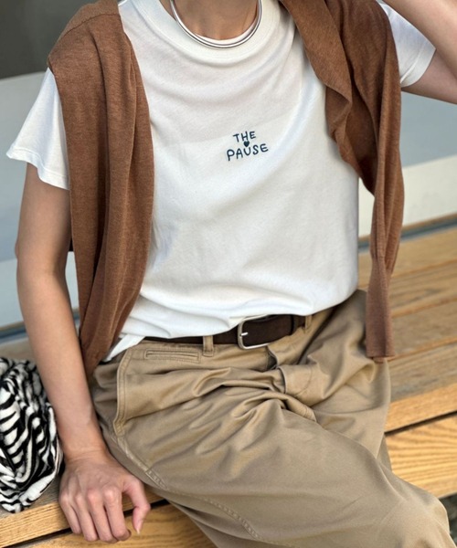 THE PAUSE tシャツ 「THE PAUSE」THE PAUSE刺繍Tシャツ レディース
