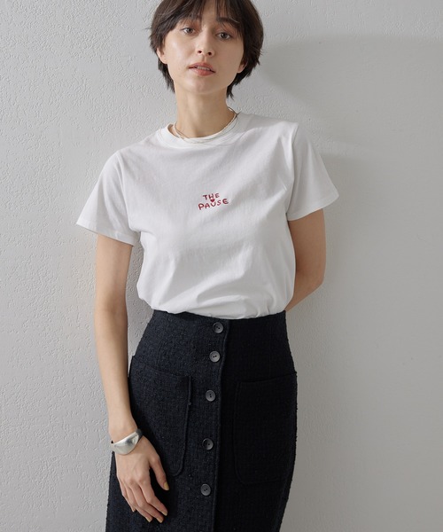 tシャツ 「THE PAUSE」THE PAUSE刺繍Tシャツ レディース