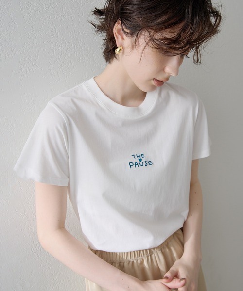 THE PAUSE tシャツ 半袖 「THE PAUSE」THE PAUSE刺繍Tシャツ