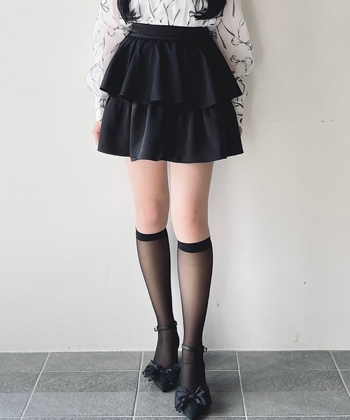 NOMAE スカート サテンフリルティアードスカート : ZOZOTOWN