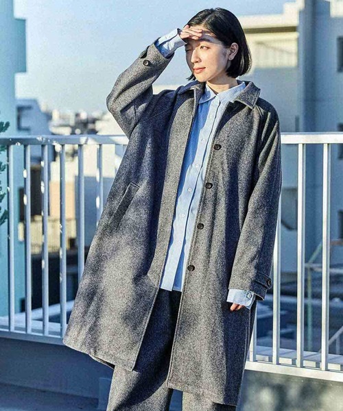 レコma❤️新品 パーリッシィ 交織ツイルステンカラーコート カーキ F PAR ICI 交織ツイル ステンカラーコート