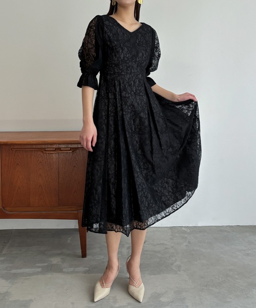 ドレス ヴィンテージレースフレアドレス 結婚式 二次会 成人式 同窓会