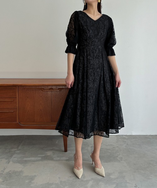 ドレス ヴィンテージレースフレアドレス 結婚式 二次会 成人式 同窓会