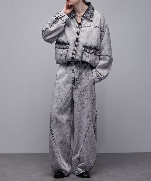 【美品♡美シルエット】FOXEY NEW YORK　デニムワイドパンツ　40 forksy. ジーンズ デニム デニムパンツ 「forksy.」デニムカーブ