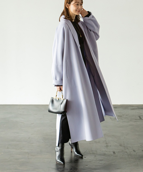 NOBLE」 チェスターコート 36 ネイビー レディース Super160s