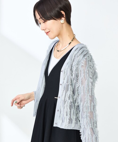 ノーリーズ NOLLEY'S カットフリンジ2WAYカーディガン　一回着 セール 30%OFF】《手洗い可能》カットフリンジ2WAYカーディガン