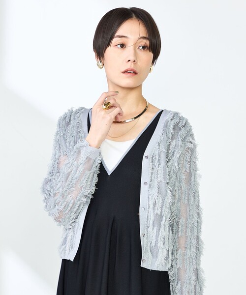 新品タグ付き！ノーリーズ NOLLEY'S フリンジ 2way カーディガン セール 30%OFF】《手洗い可能》カットフリンジ2WAYカーディガン