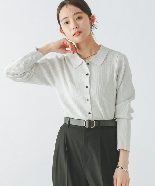 dct_ism様 GLOBAL WORK（グローバルワーク） カーディガン ラメリブポロ襟