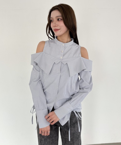 Heather ブラウス シャツ ショルダーカットチュニックブラウス