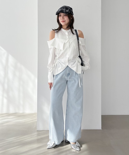 ブラウス シャツ オパールボリュームスリーブチュニック レディース green label relaxing ブラウス シャツ 「size SHORTあり