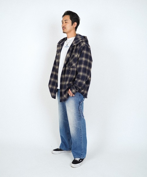 Re:room（リルーム） シャツ チェックフーディーシャツ メンズ