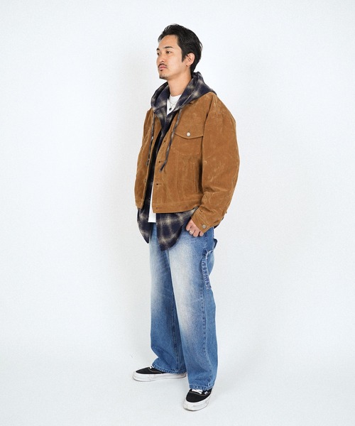 Re:room（リルーム） シャツ チェックフーディーシャツ メンズ