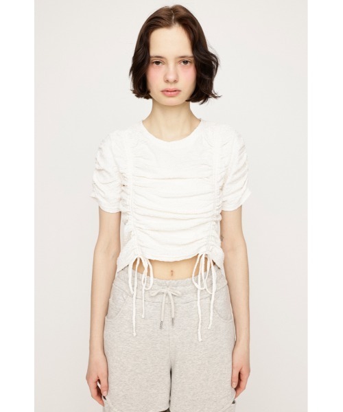 ブラウス シャツ RANDOM SHIRRING S/SLEEVE TOPS ランダム シャーリング ショートスリーブ トップス 半袖 夏服 レディー RANDOM SHIRRING S/SLEEVE TOPS ランダム シャーリング ショート