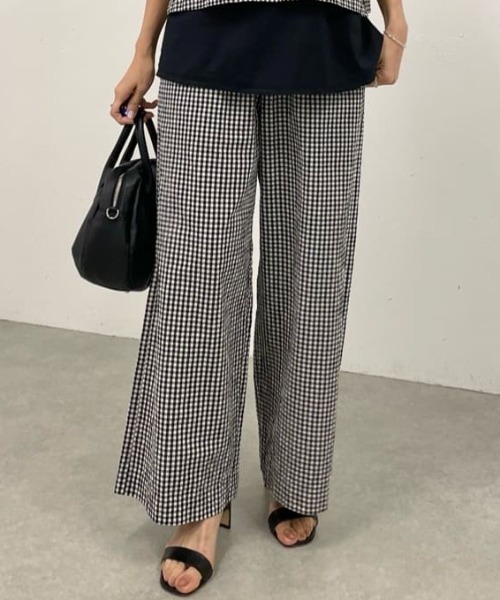 BEARDSLEY パンツ 綿ワッシャーウエストリブパンツ レディース