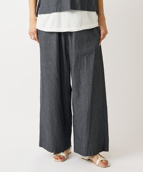BEARDSLEY パンツ 綿ワッシャーウエストリブパンツ レディース