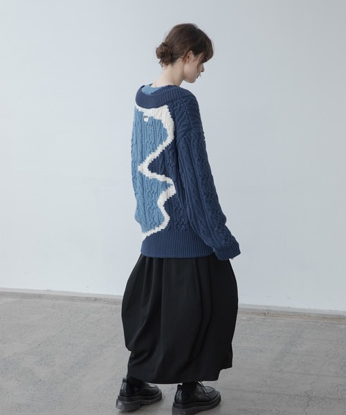 「EKCOOKIES」 Vネックニット M パープル レディース_画像2