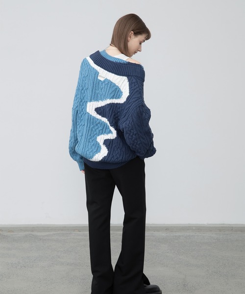 「EKCOOKIES」 Vネックニット M パープル レディース_画像4