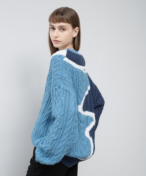 「EKCOOKIES」 Vネックニット M パープル レディース_画像5