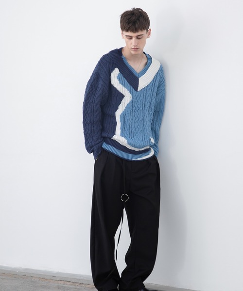 「EKCOOKIES」 Vネックニット M パープル レディース_画像6