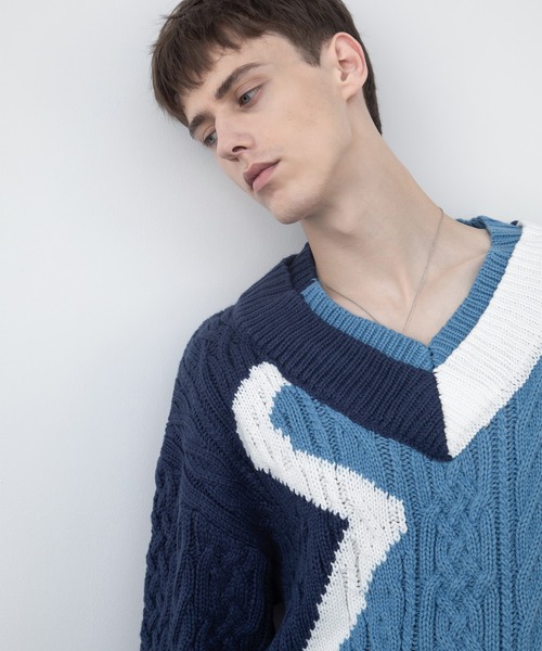 「EKCOOKIES」 Vネックニット M パープル レディース_画像7