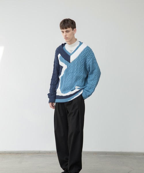 「EKCOOKIES」 Vネックニット M パープル レディース_画像8