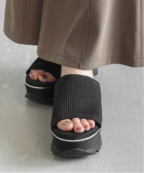 RANDA（ランダ） サンダル 「SUSTAINABLE」ニットミュールウェッジ