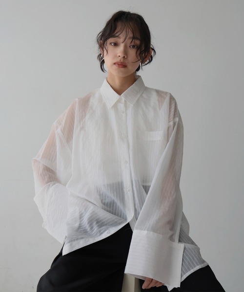 ブラウス シャツ GLITTER SHEER STRIPE ANORAK HOODIE レディース SLY ブラウス シャツ LAYERD STRIPE 2P SH レイヤード